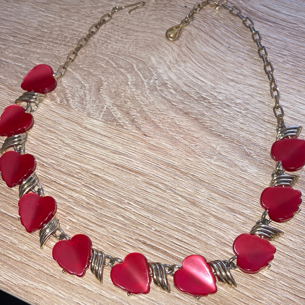 Vintage Coro red heart Neaklace